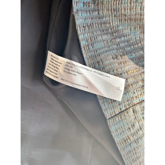 Eileen Fisher Pine Infinity Jacquard Blazer Jacket Shawl Collar Green SZ Medium - Picture 10 of 12